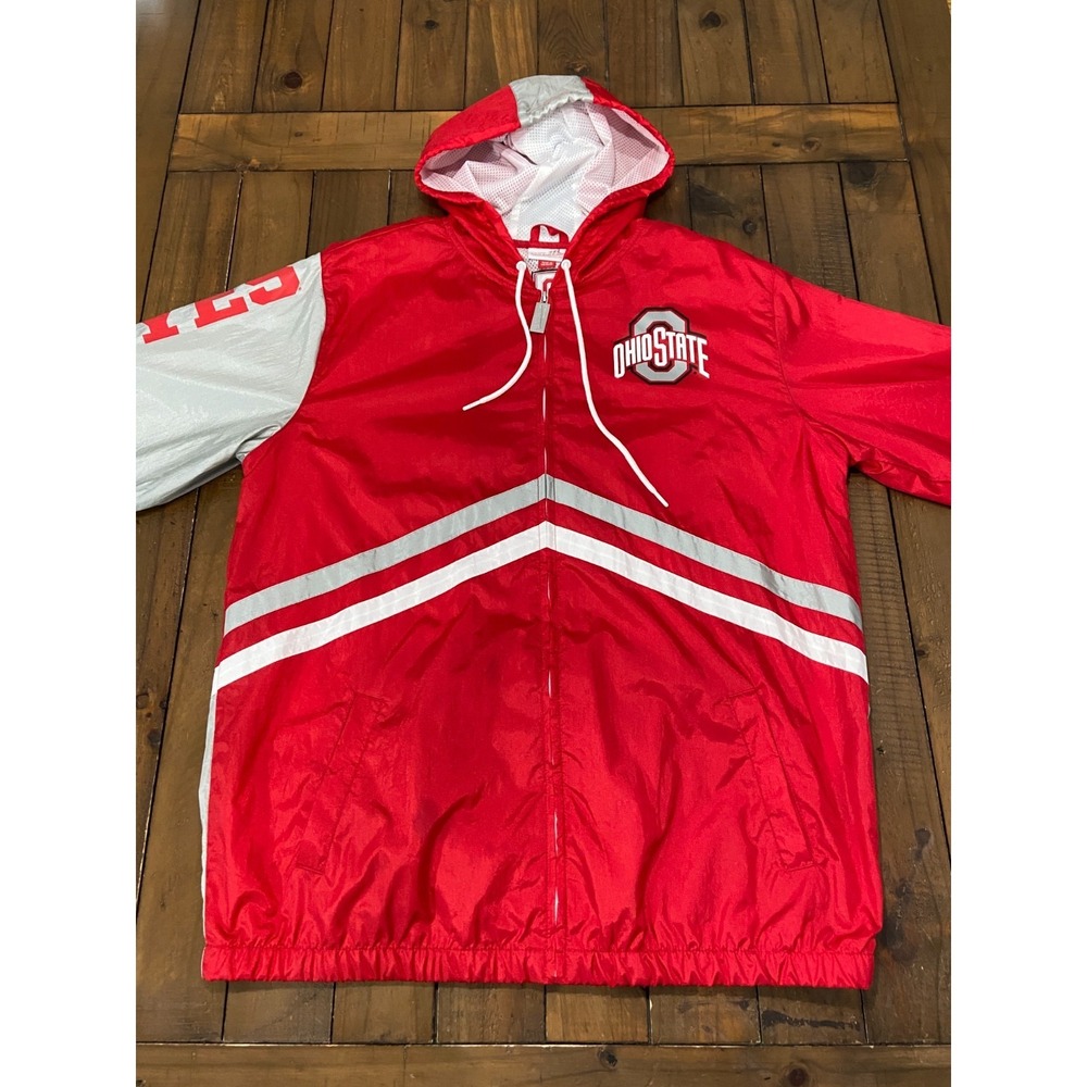 Mitchell & Ness Ohio State Buckeyes Full-Zip Hooded Windbreaker Men's Large